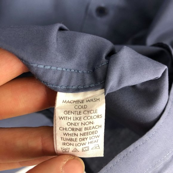 Calvin Klein Men's Size Large Blue Non-Iron Collared Button Down Dress Shirt - Picture 7 of 8